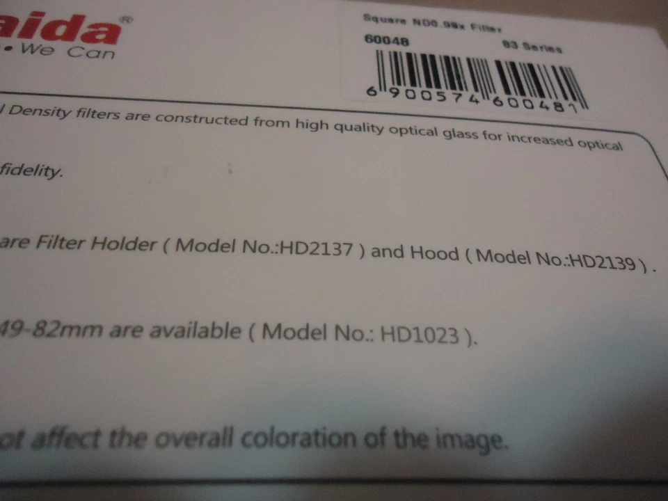 HAIDA INSERT ND FILTER 84X95mm .OPTICAL GLASS - Image 4 of 4