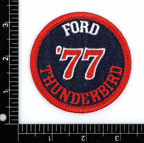 1977 Ford Thunderbird Embroidered Patch Black/Red Iron-On Sew-On Backpack Hat - Picture 2 of 2
