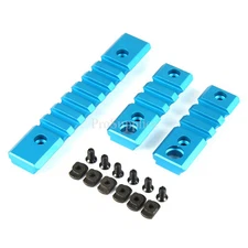 BLUE 3PCS COMBO M-Lok ALUMINUM Rail Mount Section 7 3 3 Slot Picatinny