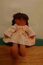 Raggedy Rag Doll Hand Made Vintage Antique Cinnamon Skin Tone Brown Hair & Eyes