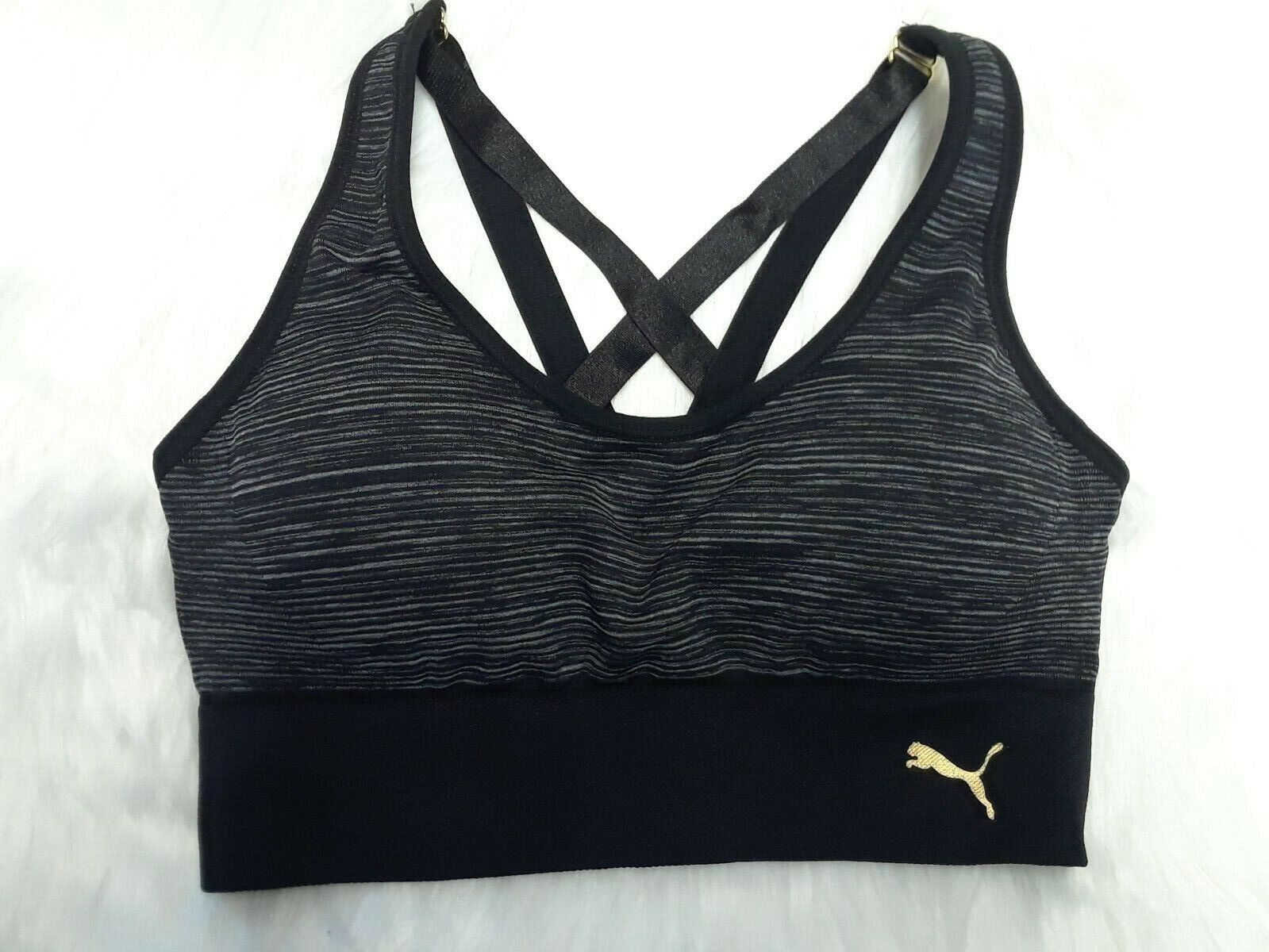 PUMA Sports Bra SEAMLESS Strappy Back w/Removable Cups Gray [S] *New w/OUT  Tags