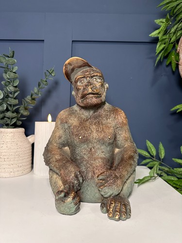 Unusual Rustic Bronze Gorilla Ornament Art Sculpture | Home Decor Table Decor - Picture 7 of 8