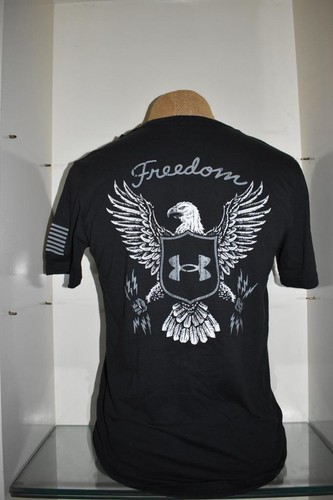 Under Armour Men's FREEDOM USA Eagle Short Sleeve T-Shirt 1374096 001 Black - Picture 2 of 4