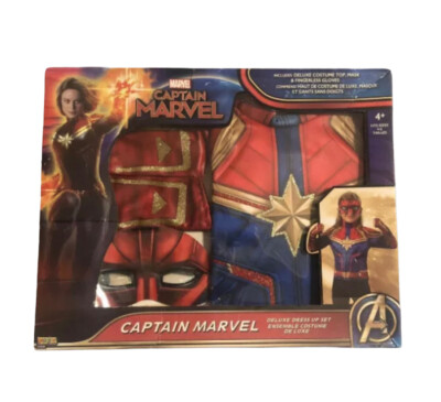 Captain Marvel Dress Up Set Halloween Costume Child Sizes 4-6 Deluxe 