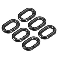 0.98" Spring Oval Ring Snap Clip Trigger for Bag Purse Keychain, 6Pcs Black