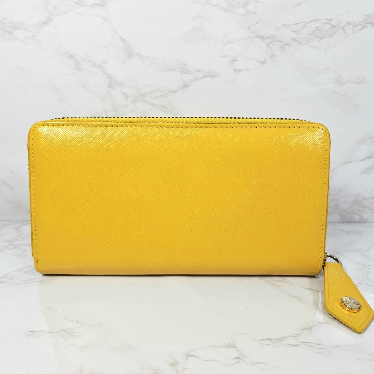 Vivienne Westwood Yellow Saffiano Leather Credit Card Zip