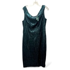 Lauren by Ralph Lauren Special Occasion Dark Fern Sequin Chenille Sheath Dress