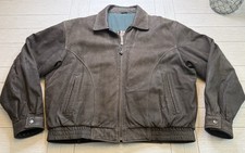 Mirage VTG Men  s Bomber Jacket Distressed Leather Motorcycle Flight Brown Sz XL