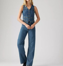 HOT PRICE LEVI'S Ribcage Wide Leg Braided Women's Jeans, Big Yikes - Dark Wash