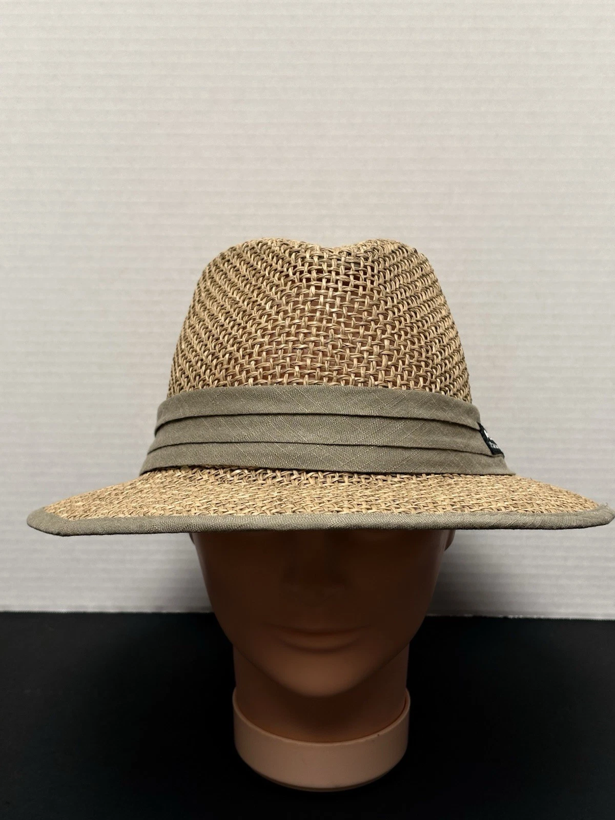 Panama Jack Matte Seagrass Safari Hat Men’s Sz L 2.5" Brim Sage Band ~ Worn 1x!!