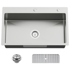 30x18 In Drop Inch Kitchen Sink-Stainless Steel Topmount Modern Single Bowl K...