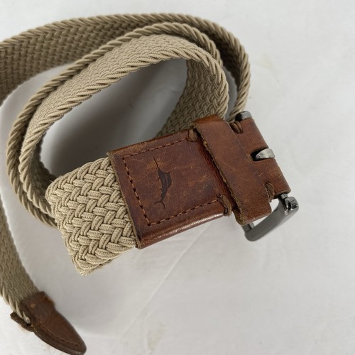 Tommy Bahama Tan Woven Elastic Jack Belt Size S/M - Picture 3 of 5