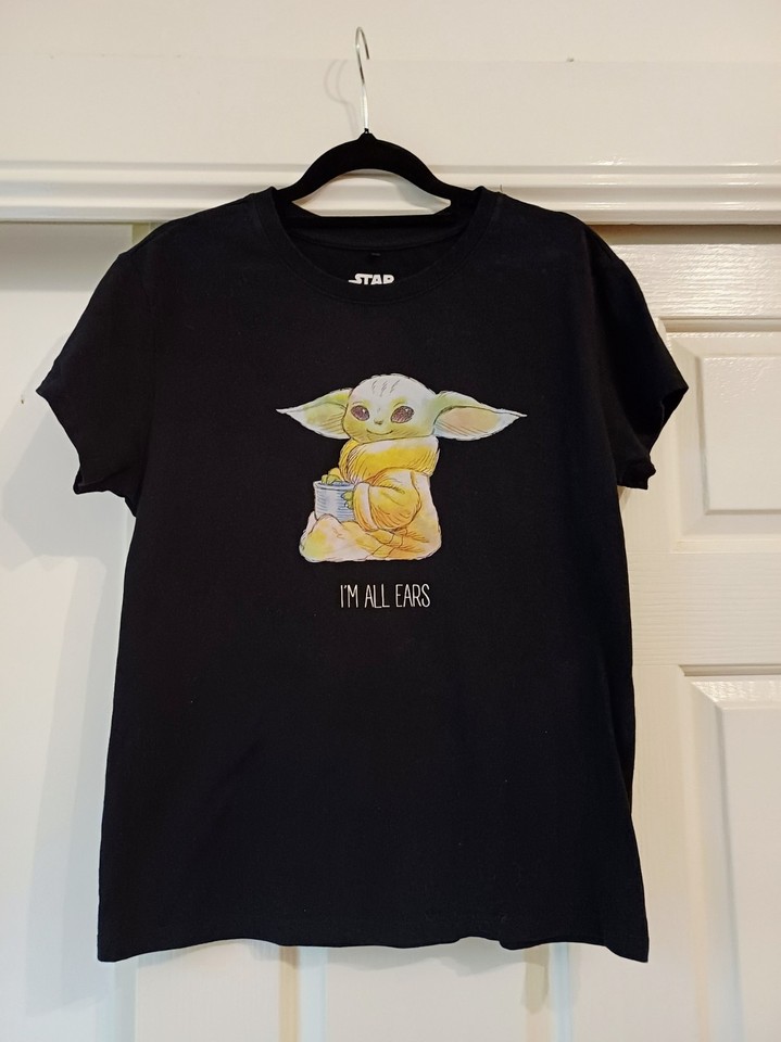 STAR WARS Baby Yoda Grogu Mandalorian Lucasfilm Black Unisex T Shirt Size XS
