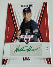 Hunter Haas Auto 2019 Stars & Stripes #16U-HH National Team Auto Green Ink #1/3