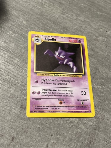 Pokemon Karte Alpollo 29/102 Base Set 1. Edition Deutsch Basis
