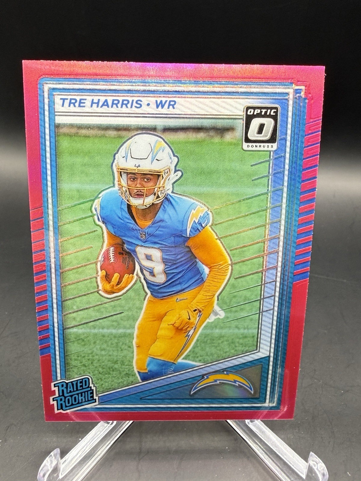 2025 Panini Donruss - Rated Rookie Tre Harris #329 Optic Preview Pink Prizm (RC)
