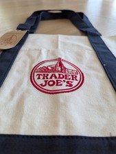 Trader Joe's Canvas Reusable Tote Bag Beige  Navy Blue