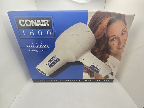 Conair Styling Dryer 1600 Hair Blow Dryer Model 064 Midsize White Blue - Picture 2 of 3
