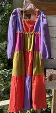 Vtg 70s Young Edwardian Arpeja Dress Jr. Wm. Sz 5 Peasant Patchwork Boho Prairie