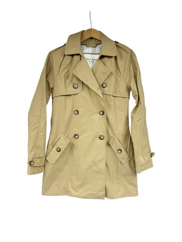 ABERCROMBIE & FITCH The A&F Trench Coat Water Wind Resistant Khaki Small