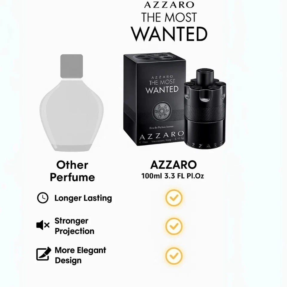 Azzaro The Most Wanted 3,4 унц./100 мл. PARFUM EDP спрей для мужчин черный новый - Изображение 4 из 4