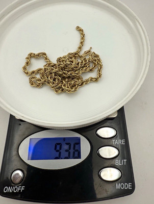 9gram 14k Gold Rope Chain, Box Clasp. Can be scrap-lot. Pendant not included