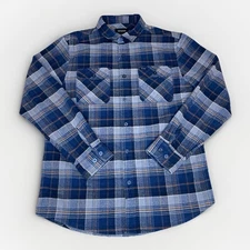 Brixton Bowery Flannel Shirt Mens Large Blue Plaid Long Sleeve Button Up