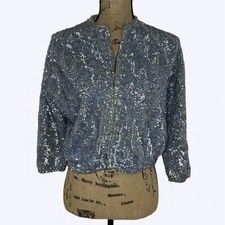 Giacca vintage Euromasia paillettes sera stile bomber 42 (S) formale inglese Hong Kong