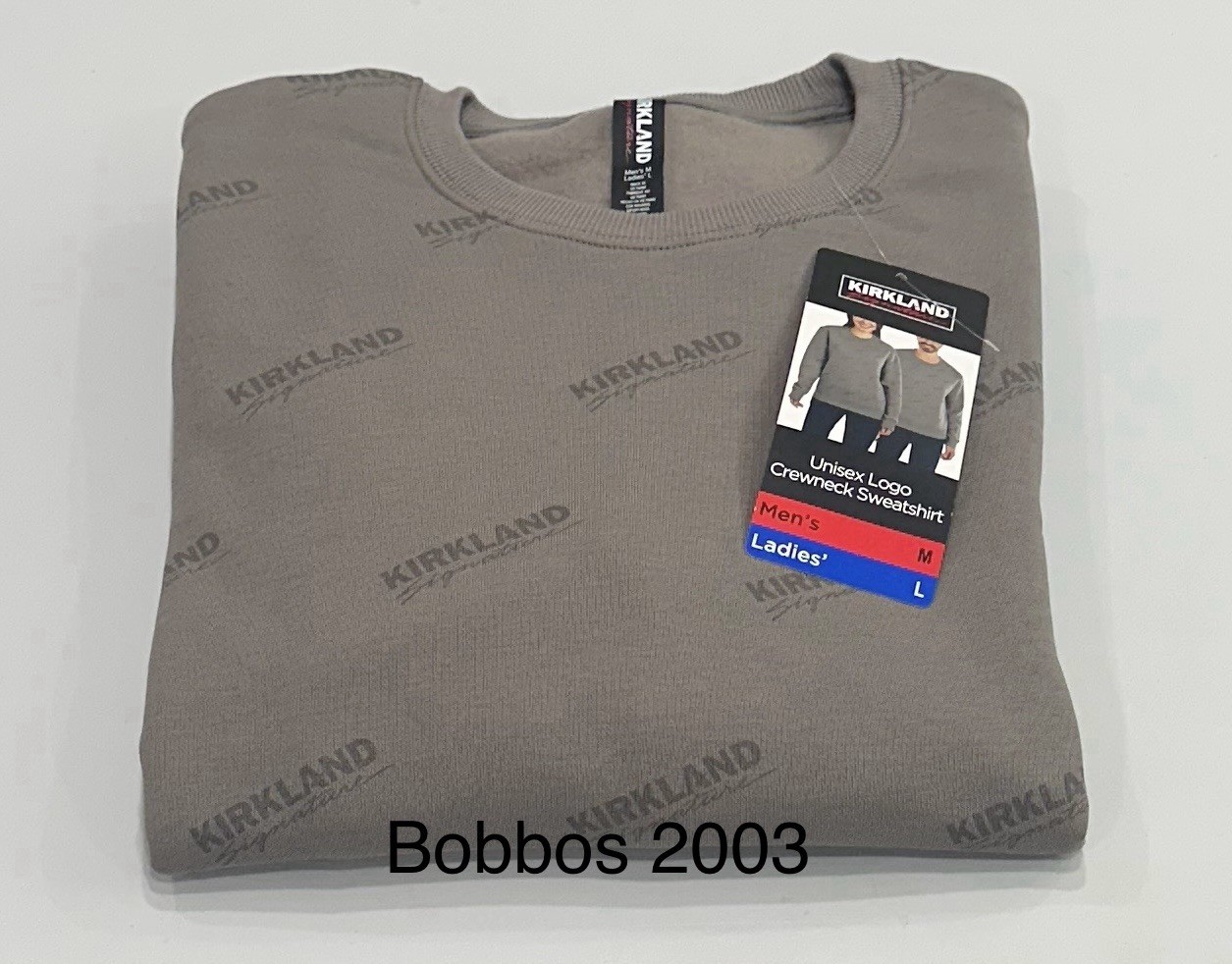 Kirkland Signature Unisex Logo Crewneck Sweatshirt, Gray, Men's M / Women's L