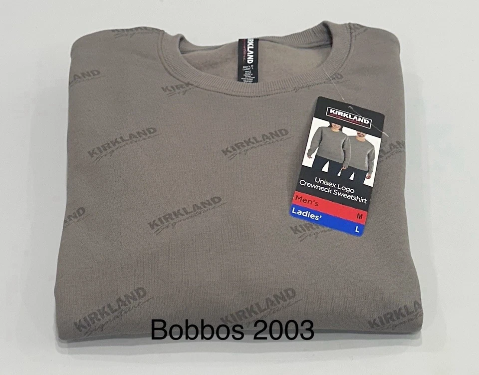 Kirkland подпись унисекс логотип Crewneck толстовка, серый, мужской M / женщин L - Изображение 2 из 4