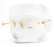 Miu Miu Rimless Eyeglasses VMU 53W 5AK-1O1 Glasses Polished Gold 53mm with Case
