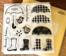 CTMH D1415 SPRINGTIME Umbrellas, Galoshes, Ducklings, Raindrops, Happy Spring