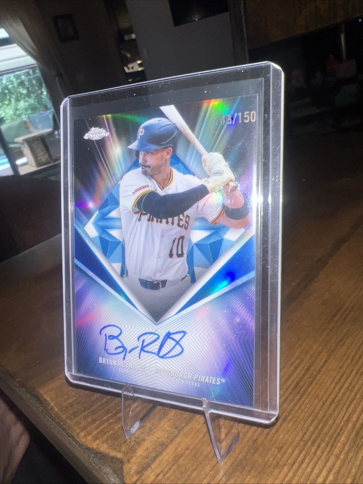 2026 Topps Chrome Bryan Reynolds 75th Diamond Auto 101/150 #75D-BR Pirates view 3