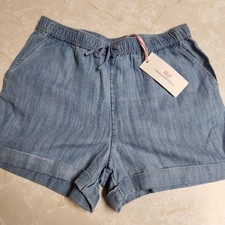 NEW Vineyard Vines 7H0918 Girls Large Pull On Chambray Shorts Jake Blue Tencel