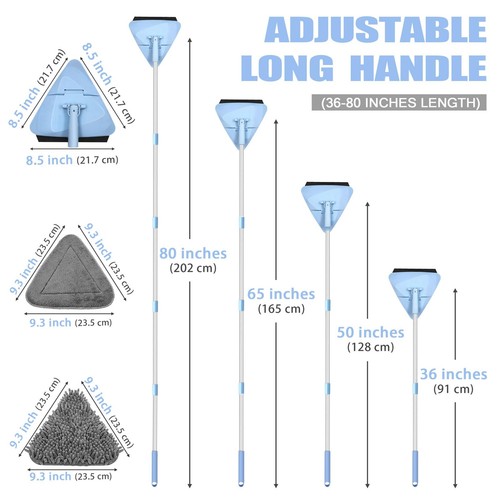 Wall Mop Cleaner with 80 Inches Long Handle, 180° Folding Ceiling Cleaning To... - Picture 5 of 6