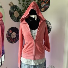 Vintage Pink Juicy Couture Terry Cloth Zipup Hoodie Y2K Size Large
