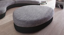 Hocker zu Rundecke Lounge Sitzhocker Polsterhocker oval schwarz grau Limoncello