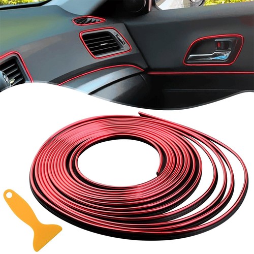 5M Red Trim Edge Gap Line Car Interior Exterior Decoration Styling Molding Strip - Picture 3 of 11