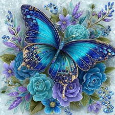 Butterfly Flower Diamond Art Painting Kits for Adults, Diamond Painting Kits