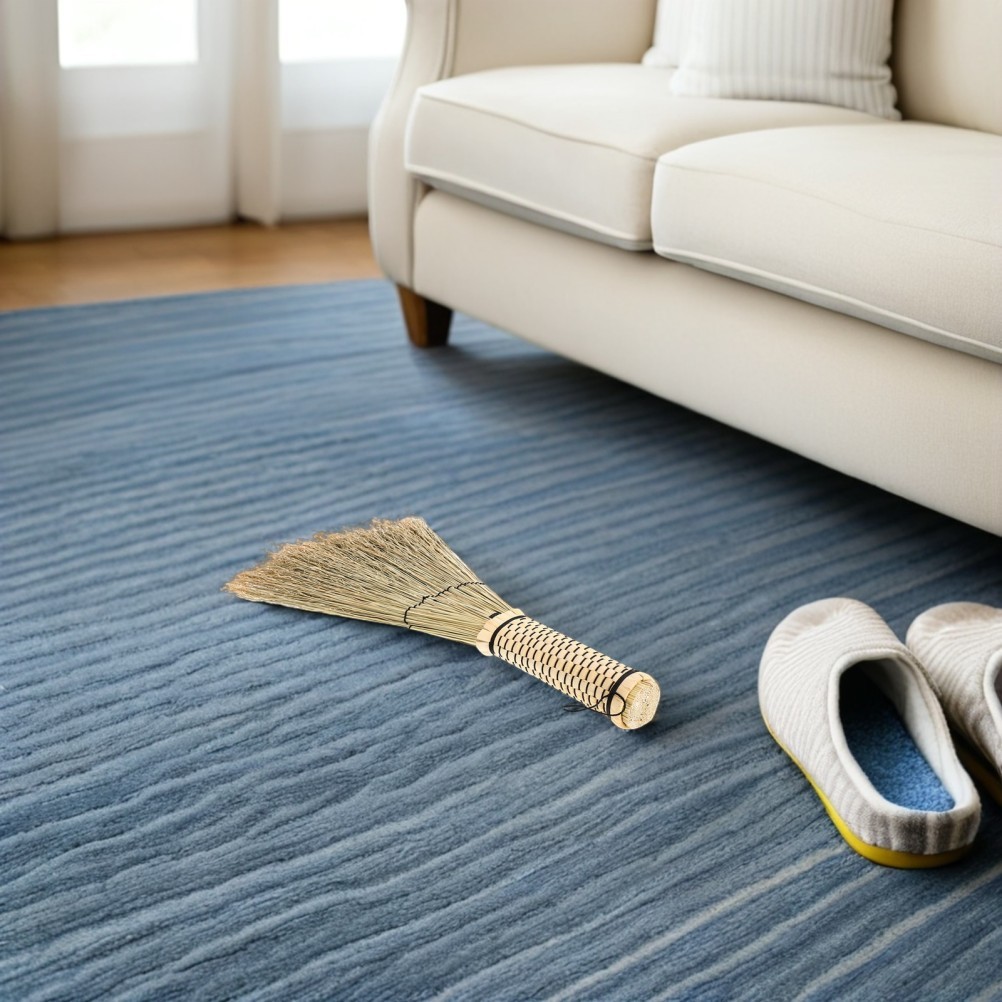 2 Pcs Broom and Dustpan Short Handled Kitchen Small Garden Straw