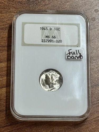 1945 D Mercury Silver Dime FB Full Bands NGC MS66 Old Fatty Holder (Slab1098) AX