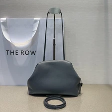 The Row Half Moon Shoulder Bag in Smooth Calfskin Leather – Dark Grey