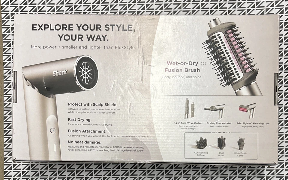 Shark FlexFusion Hair Dryer with Fusion Hair Brush, Ceramic Air Styler HD641 NEW - Image 4 of 4