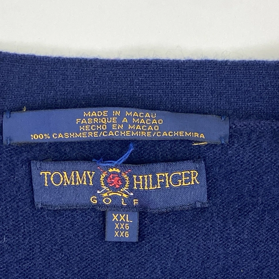 Chaleco Suéter Vintage Tommy Hilfiger Azul Marino Lujo 100% Cachemira Preppy XXL Foto 4 de 4