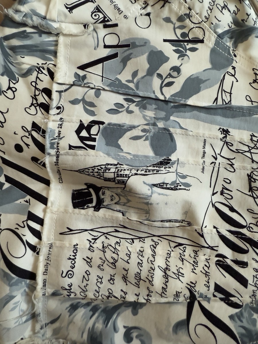 John Galliano 新聞プリントジャケット Vtg John Galliano Gazette Print Jacket US6 | eBay