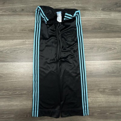 Vintage 70s Adidas ATP Keyrolan Track Pants Womens Small Black Blue 3 Stripe USA