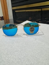 Ray-Ban RB3548N Hexagonal – Gold Frame with Blue Classic Lens Sunglasses