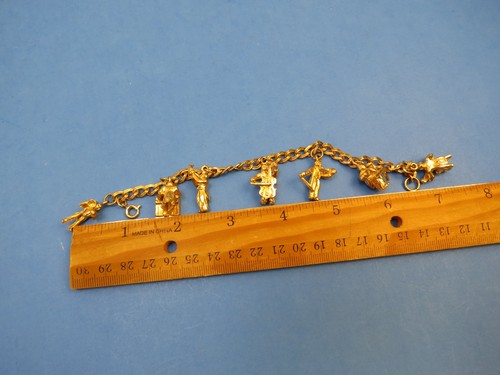 Vintage Gold Tone Charm Bracelet for Musicians Instruments - Picture 6 of 7