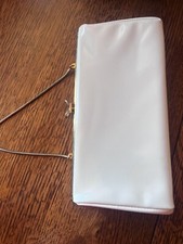Vintage Ande white patent finish clutch purse evening bag 9x4 1/2"