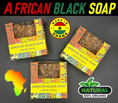 1 lb Raw African Black Soap Organic Bar From Ghana Bulk Face Acne Body Wash